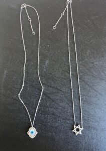 Hamsa necklace Jewish Star of David Magen David sterling silver protection