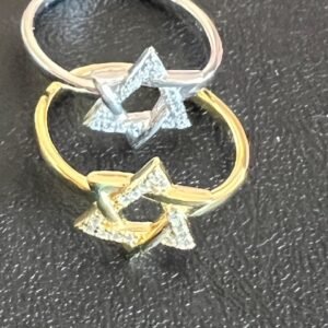 Star of David ring Jewish sterling silver gold plated CZ stones Magen David