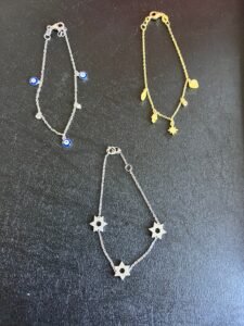 Sterling silver bracelets Jewish evil eye Magen David Star of David charm protection