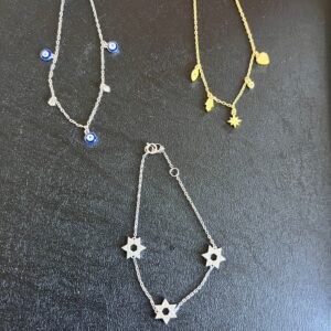 Sterling silver bracelets Jewish evil eye Magen David Star of David charm protection