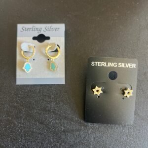 Star of David earrings Jewish Hamsa hoop earrings studs sterling silver gold CZ