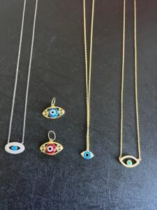 Evil eye necklace Jewish Hamsa protection jewelry sterling silver turquoise